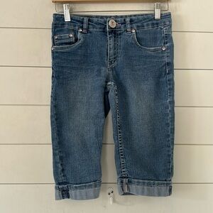 Levi’s 14 Big Girl Cuffed Bermuda Jean w/ Pink Rhinestone Button Flap Pocket